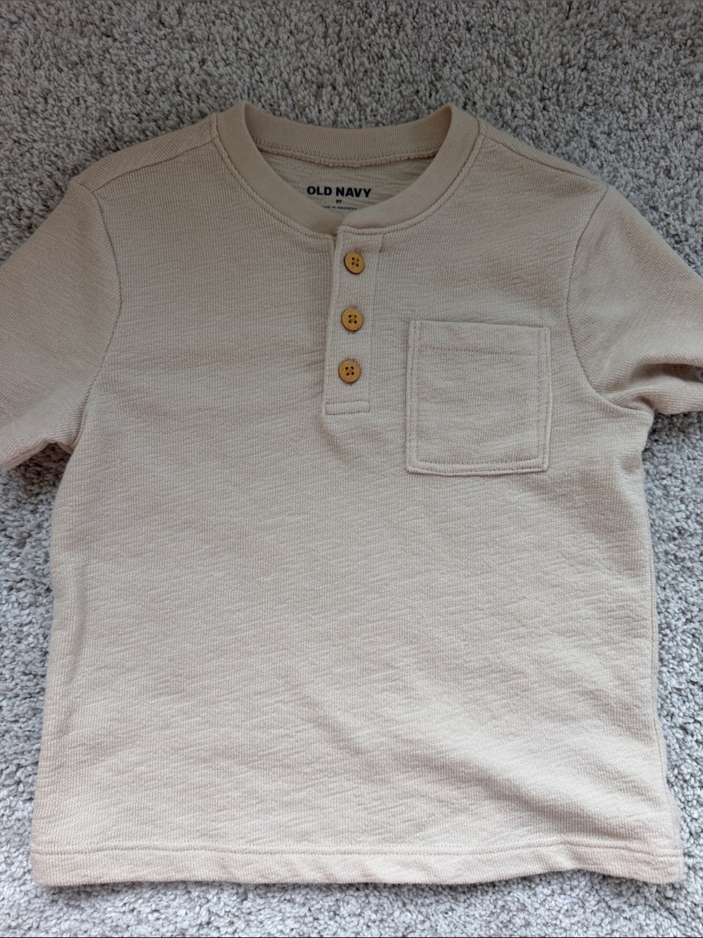 Old Navy Cream Waffle Henley Tee with Pocket